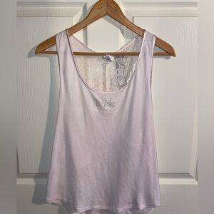 Bride Lace Back Tank Top Size Large, Bridal gift